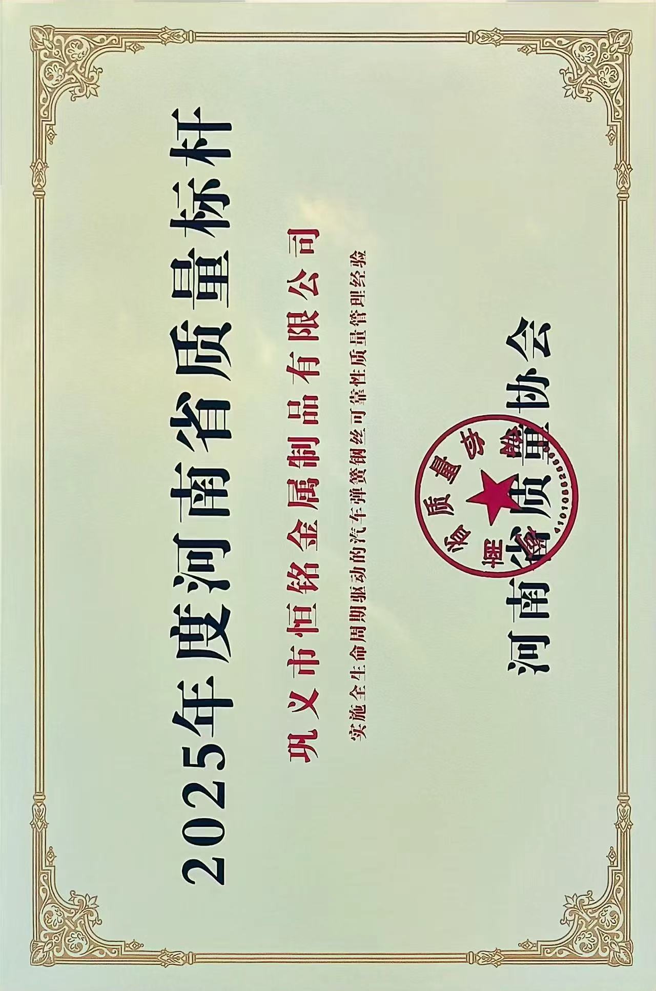 2025年度河南省质量标杆